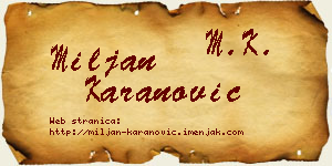 Miljan Karanović vizit kartica